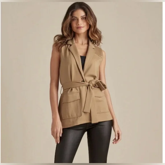 Venus Sleeveless Blazer Short Set In Tan Size 6 NWOT🤎🔥 - Picture 4 of 7